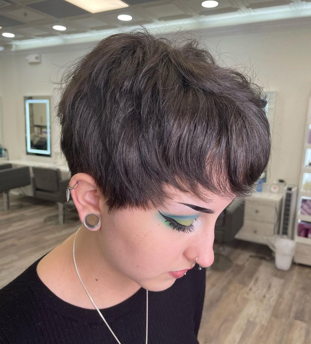 Choppy Pixie Cut on Brown Hair