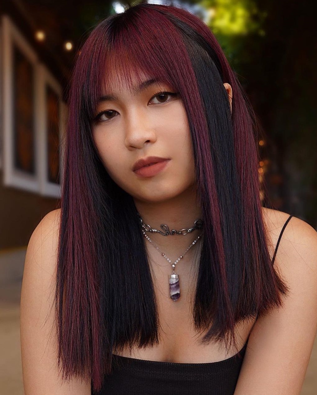 Long Straight Violet Red Hair