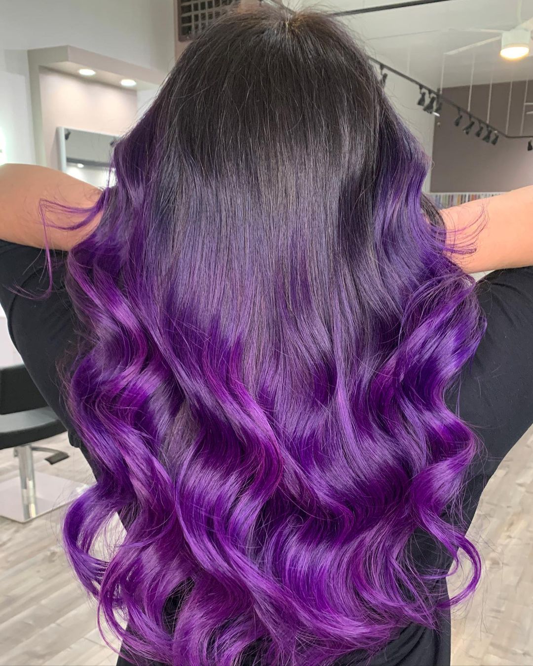 Plum Purple Ombre on Long Brown Hair