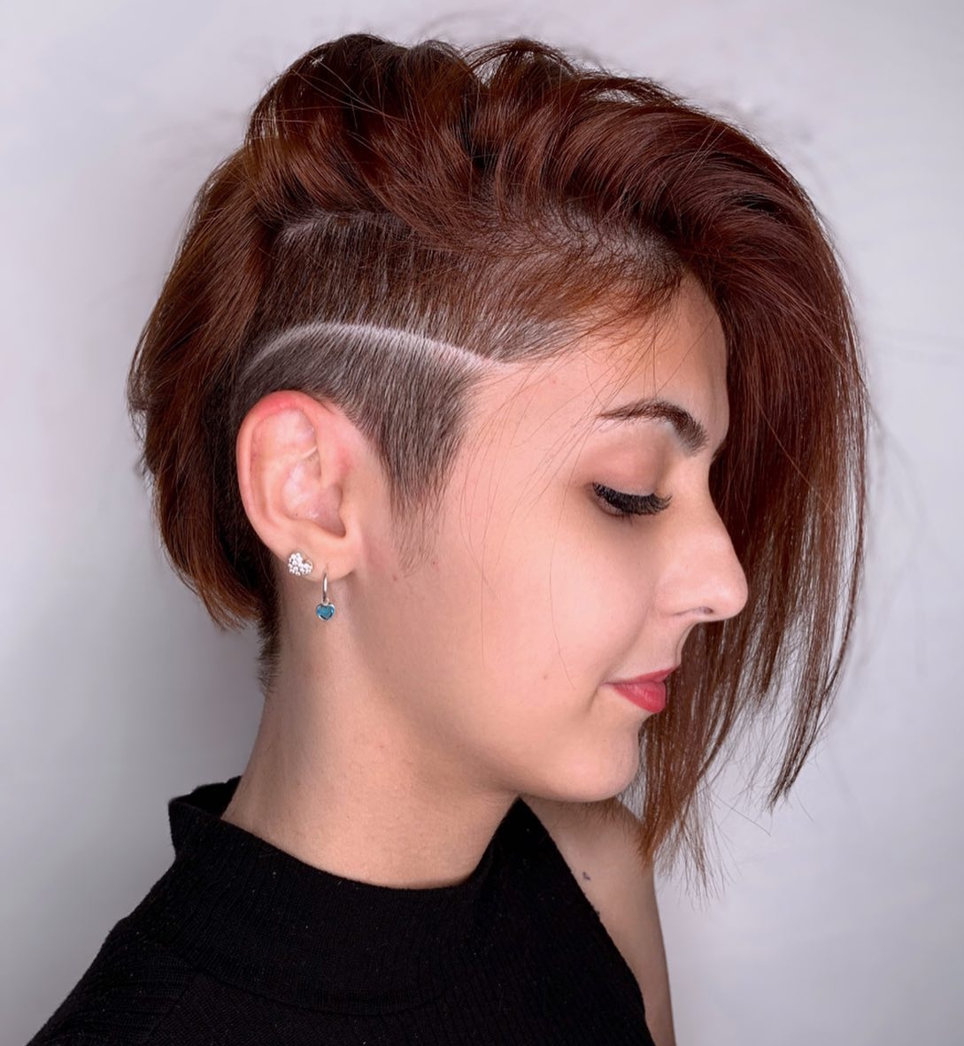 Short Bob with Side Swept Light Brown Undercut