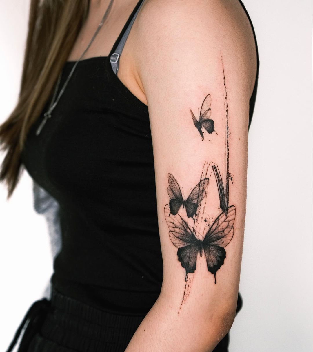 Big Black Butterfly Tattoo on Arm