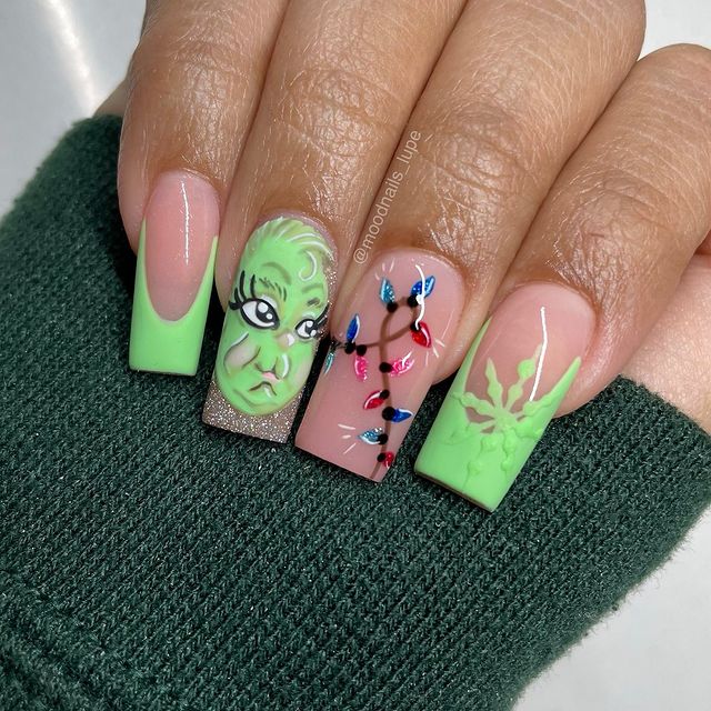 Funny Christmas Grinch Nails