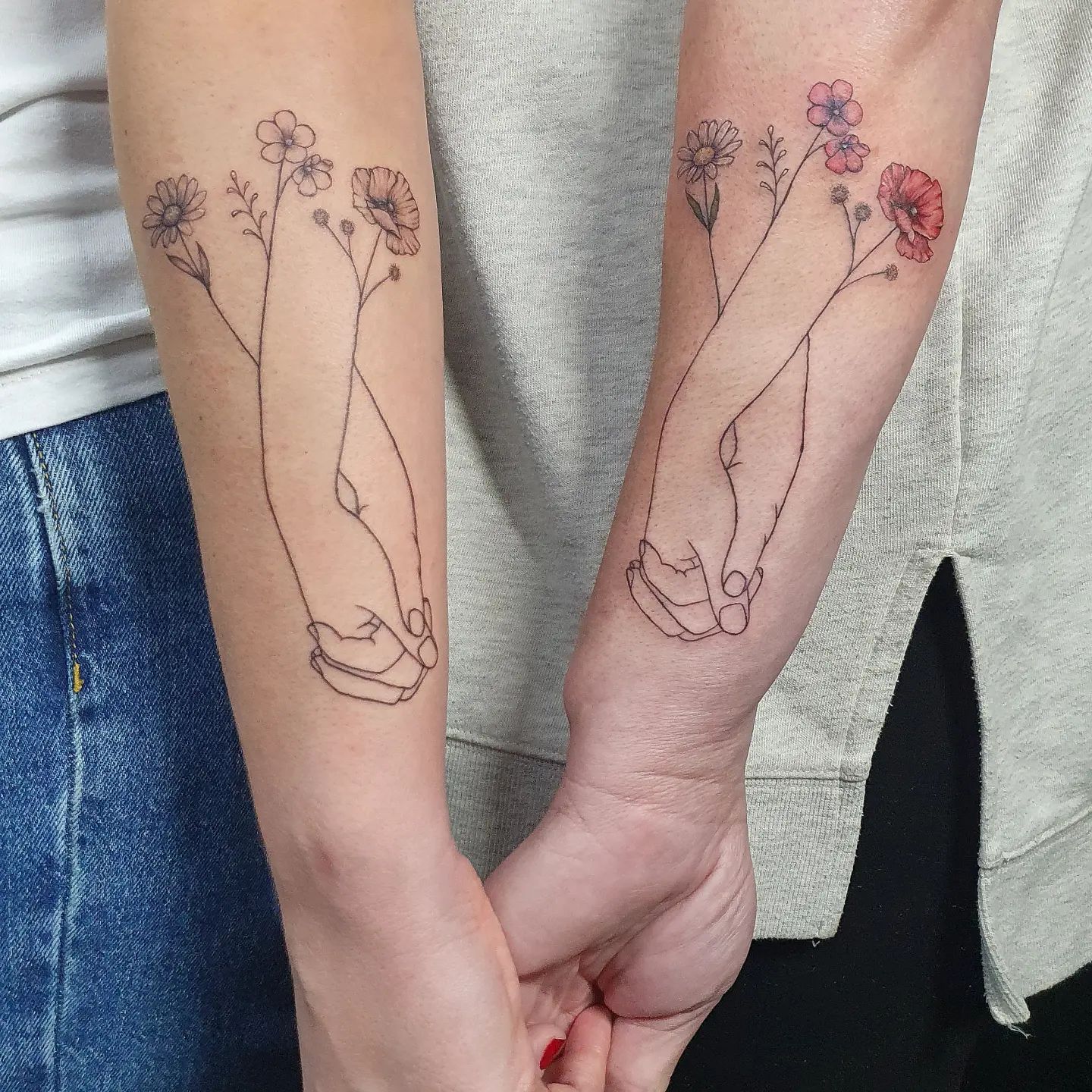 Holding Hands Tattoo for Mom and Daughter