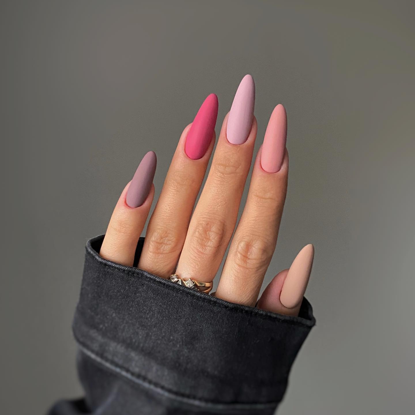Pink and Brown Matte Nails