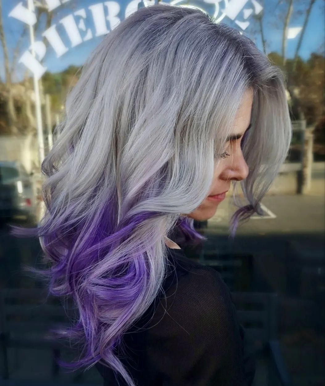 Purple Ombre on Ash Blonde Hair