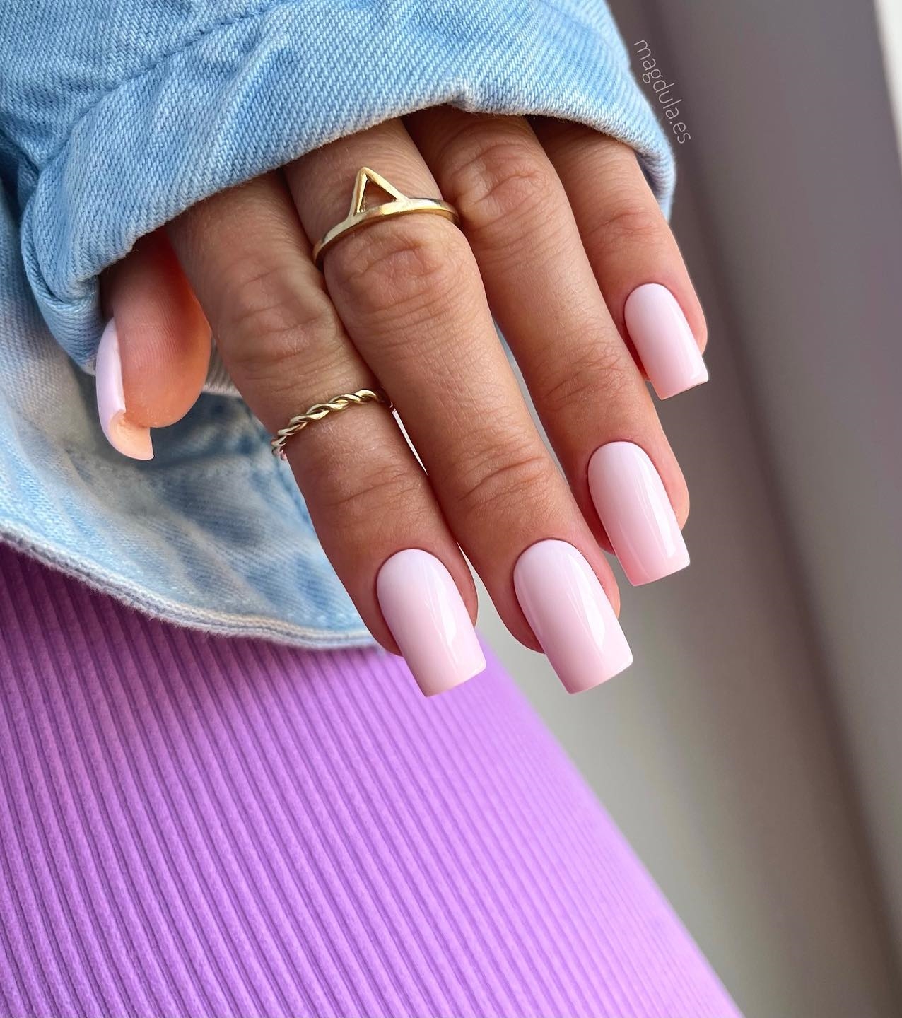Square Pale Pink Nails
