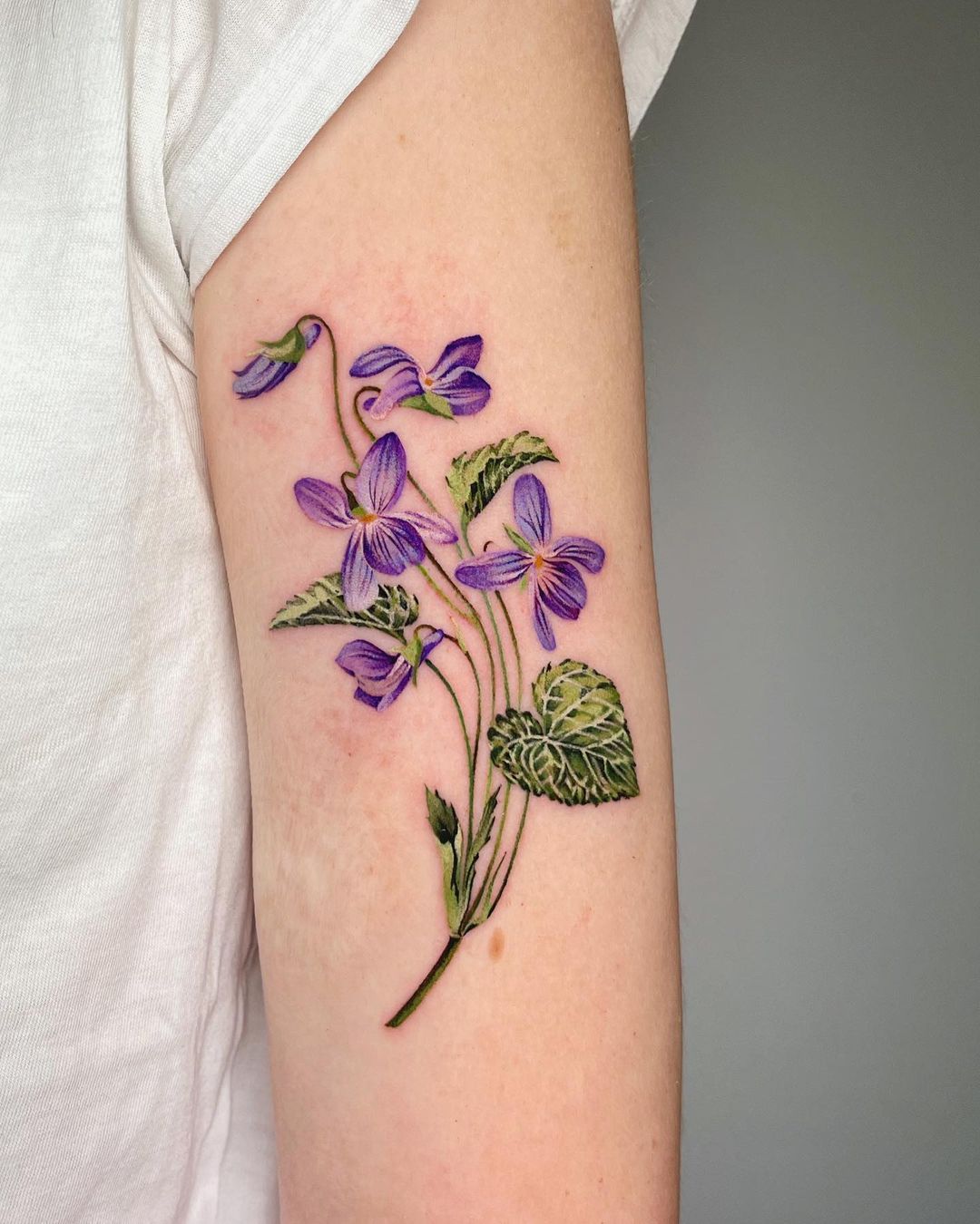 Violet Flower Tattoo on Arm