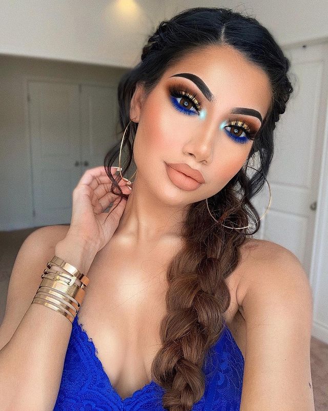 prom makeup for blue dress