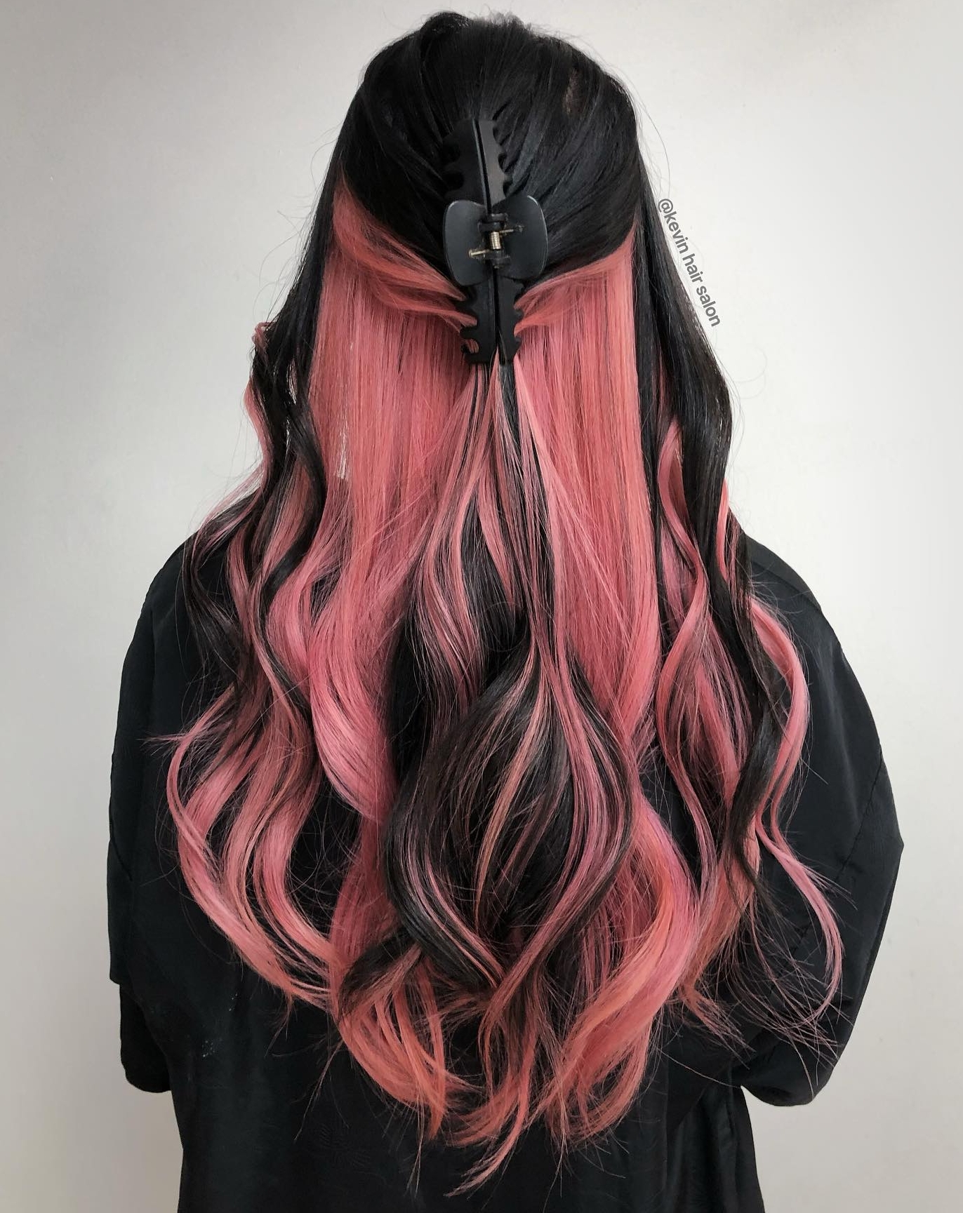 Black Hair with Pink Underneath