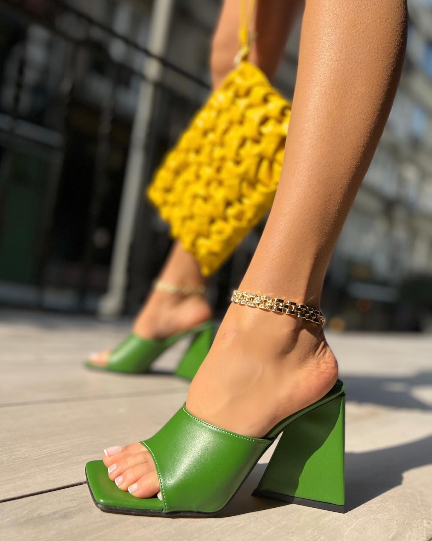 Bright Green Mule Summer Heels