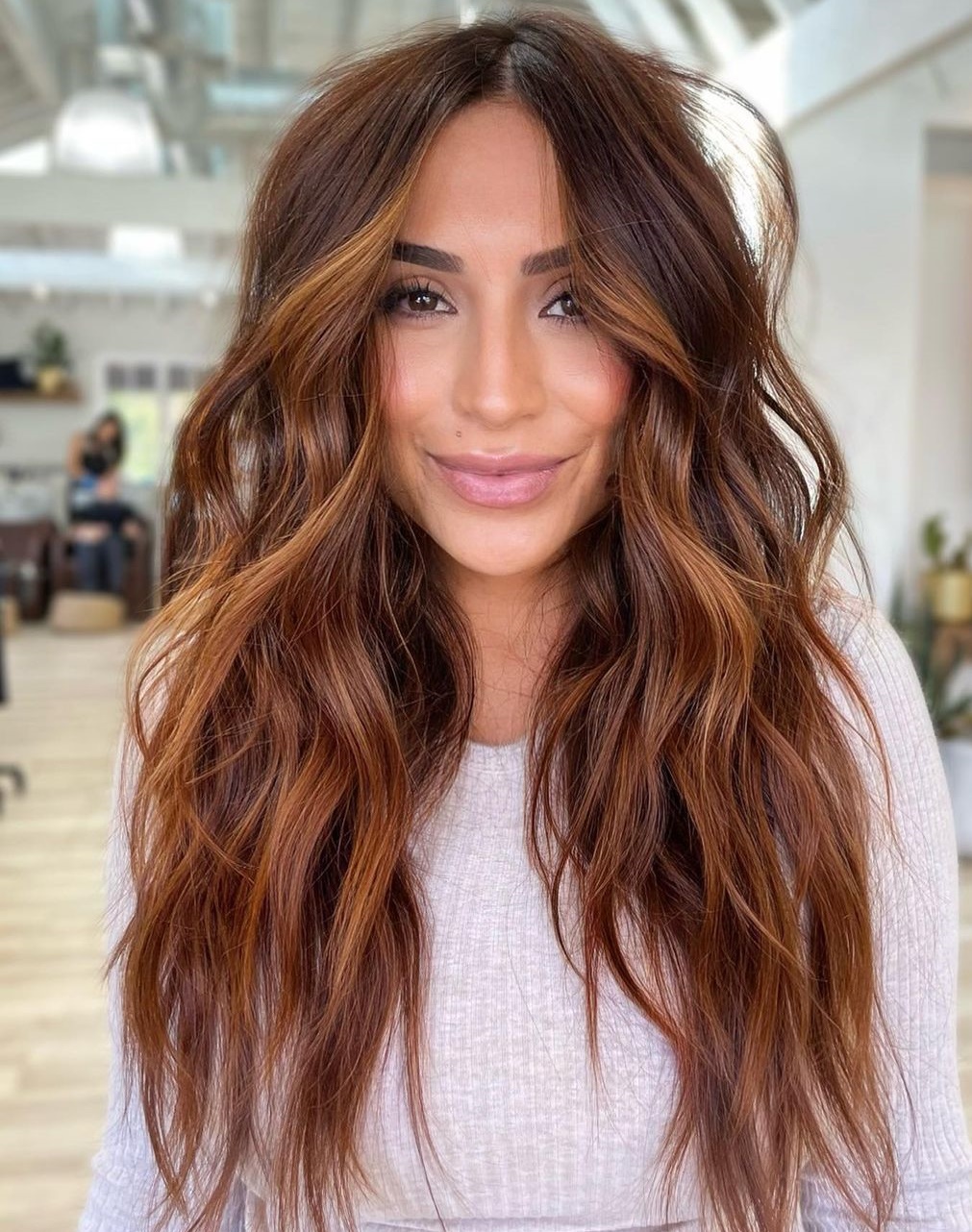 Copper Bronze Long Hair with Highlights