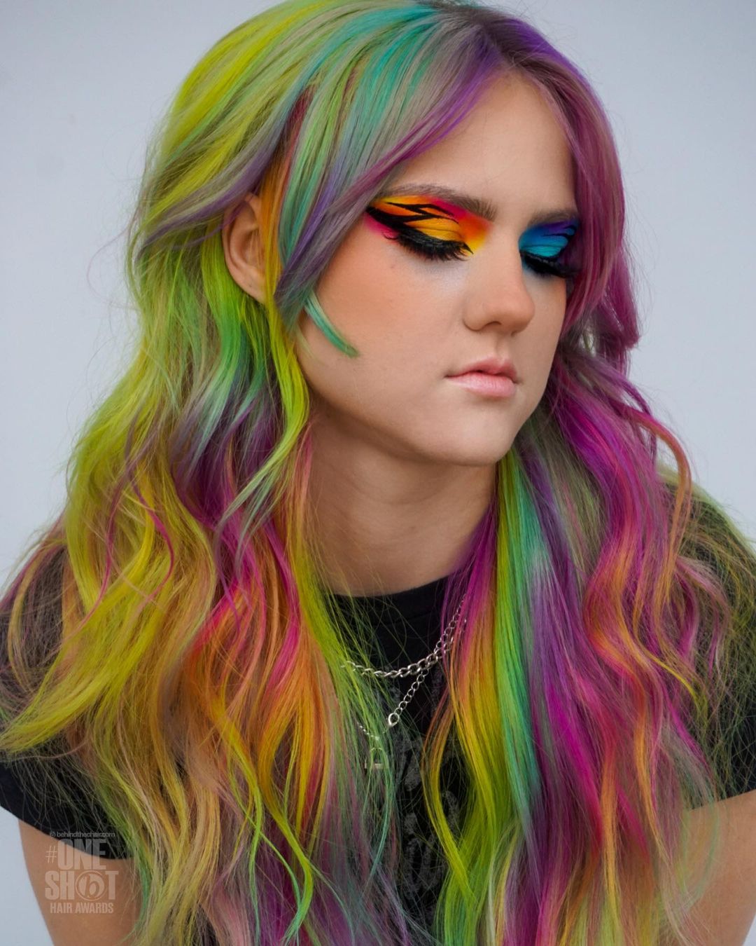 Galaxy Colors on Long Wavy Hair
