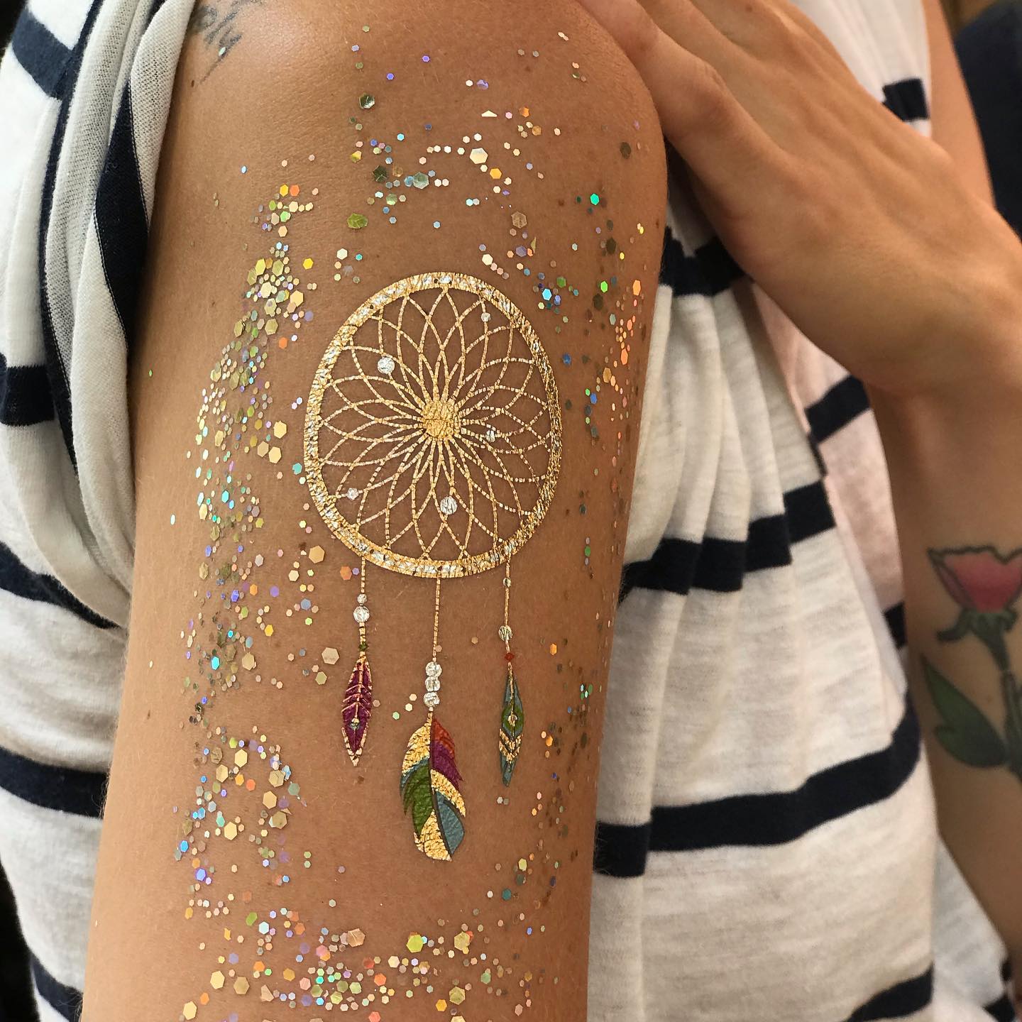 Glitter Dreamcatcher Temporary Tattoo on Arm