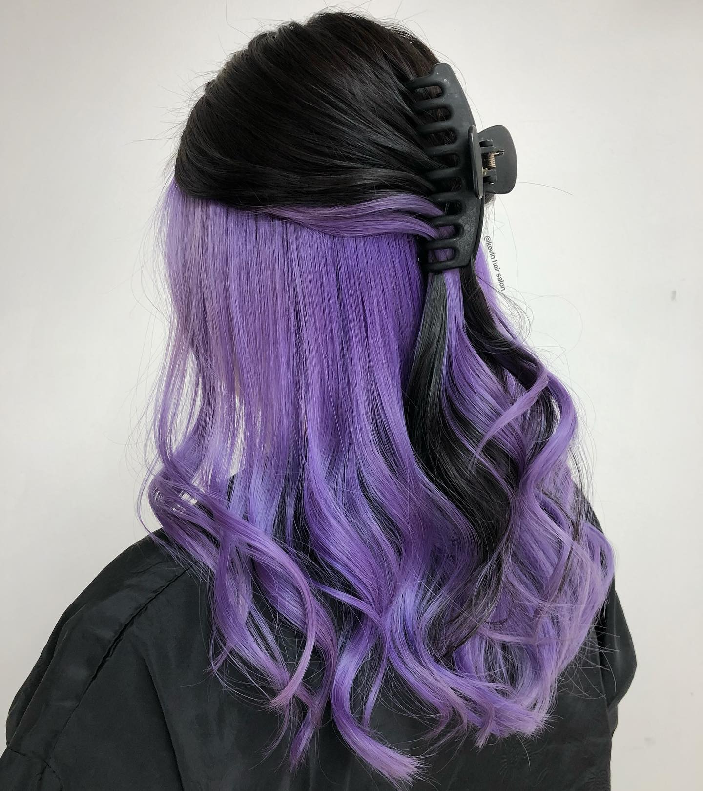 Long Black Hair with Lilac Peekaboo