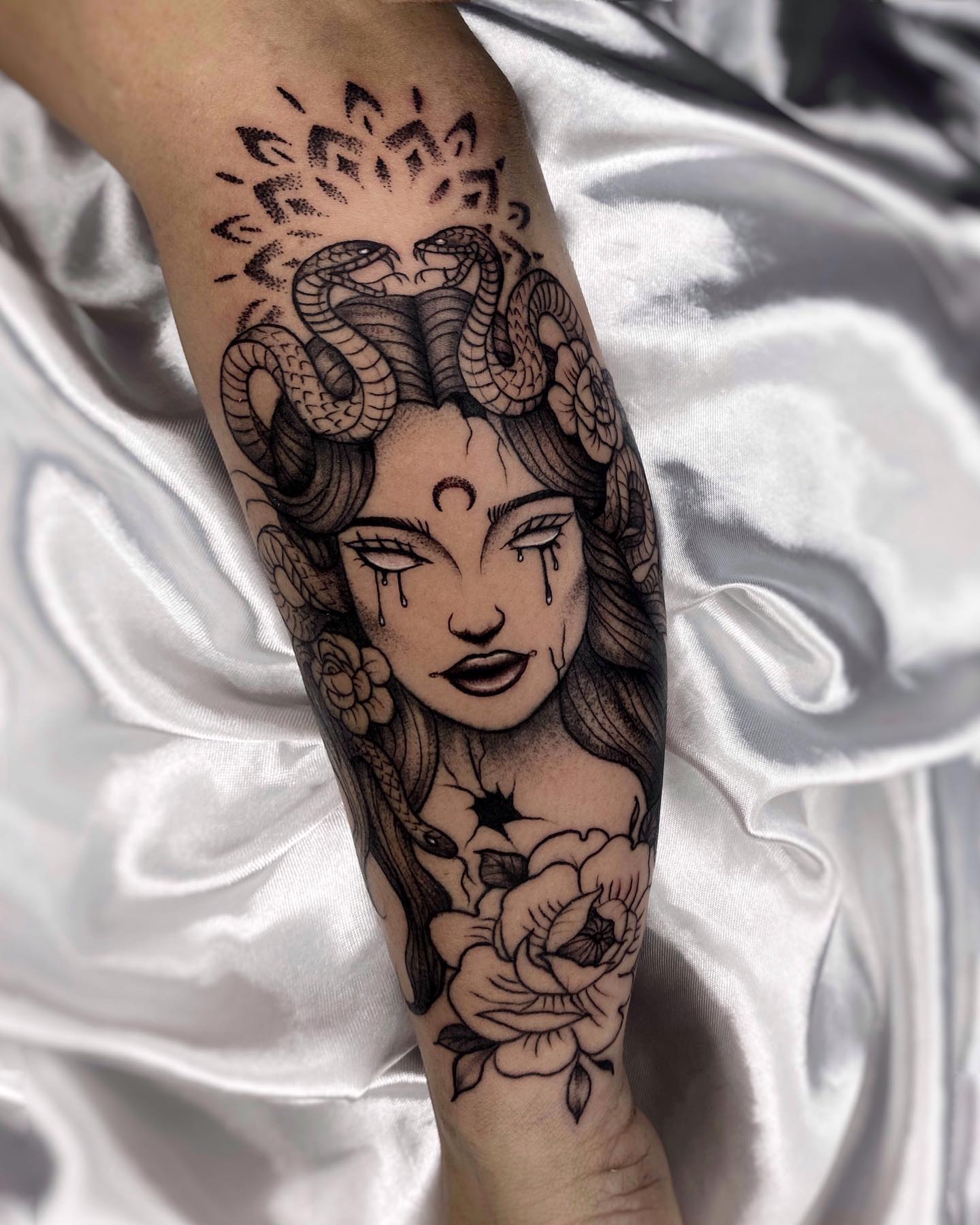 Medusa Flower Tattoo on Arm