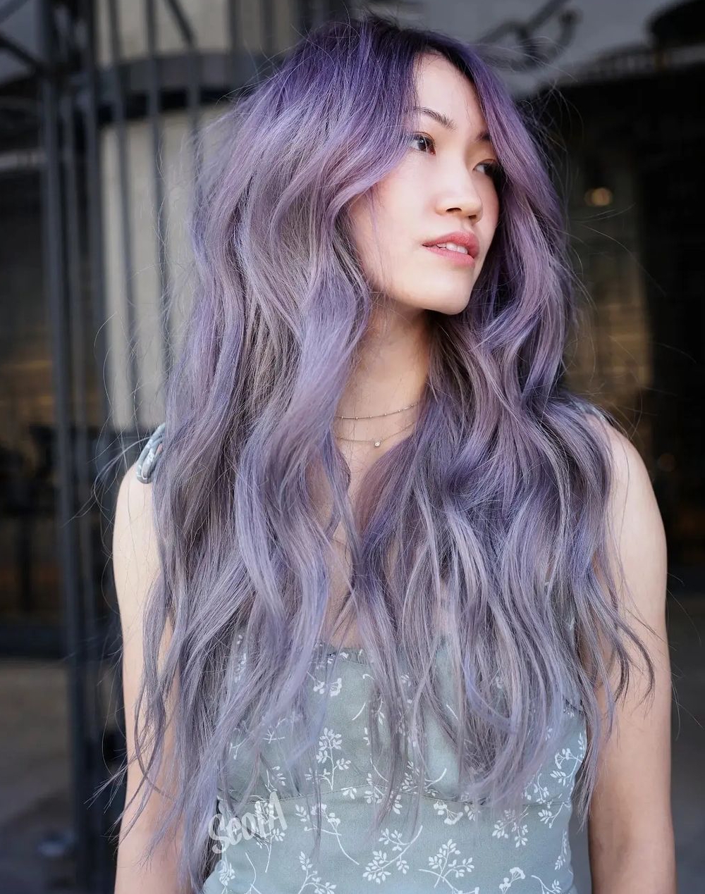 Mermaid Purple to Silver Ombre Long Hair