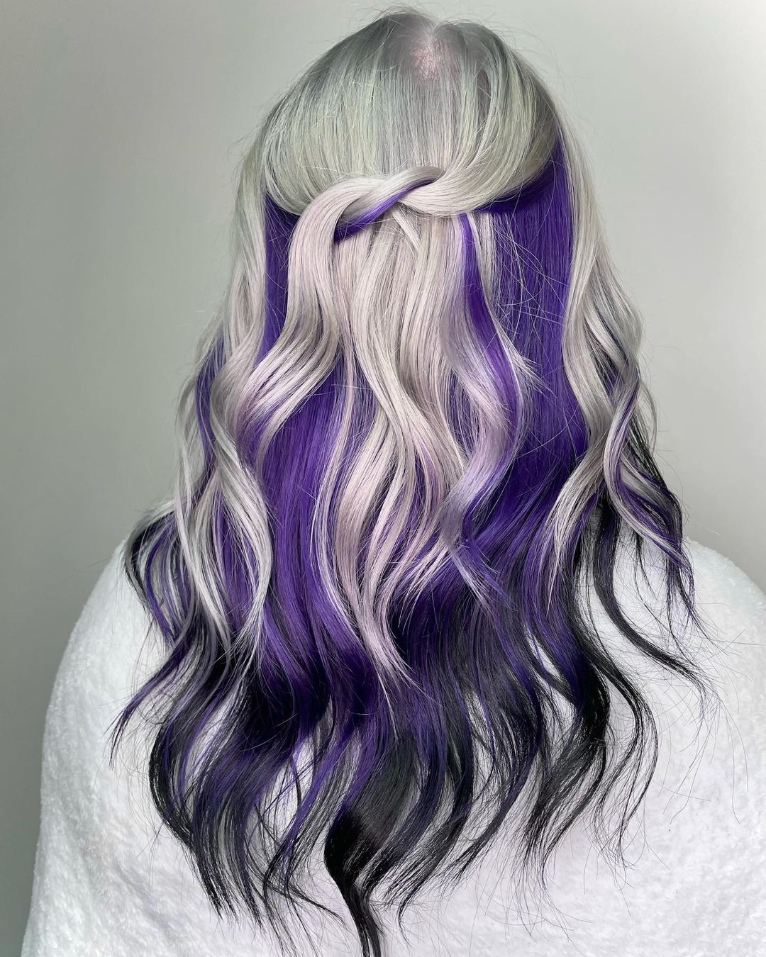 Purple and Black Ombre on Ash Blonde Hair