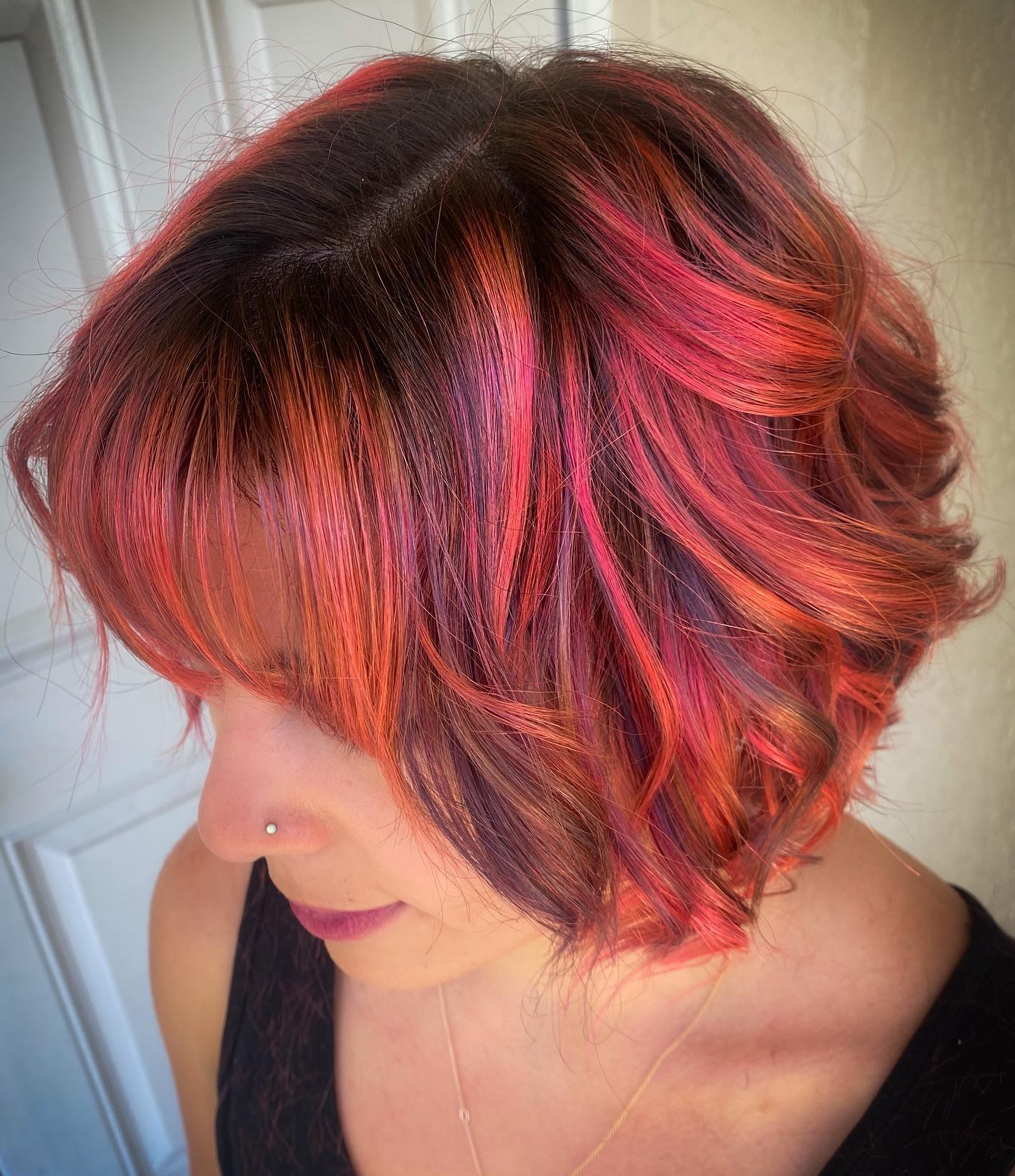 Rose Gold and Copper Highlights on Bixie Cut