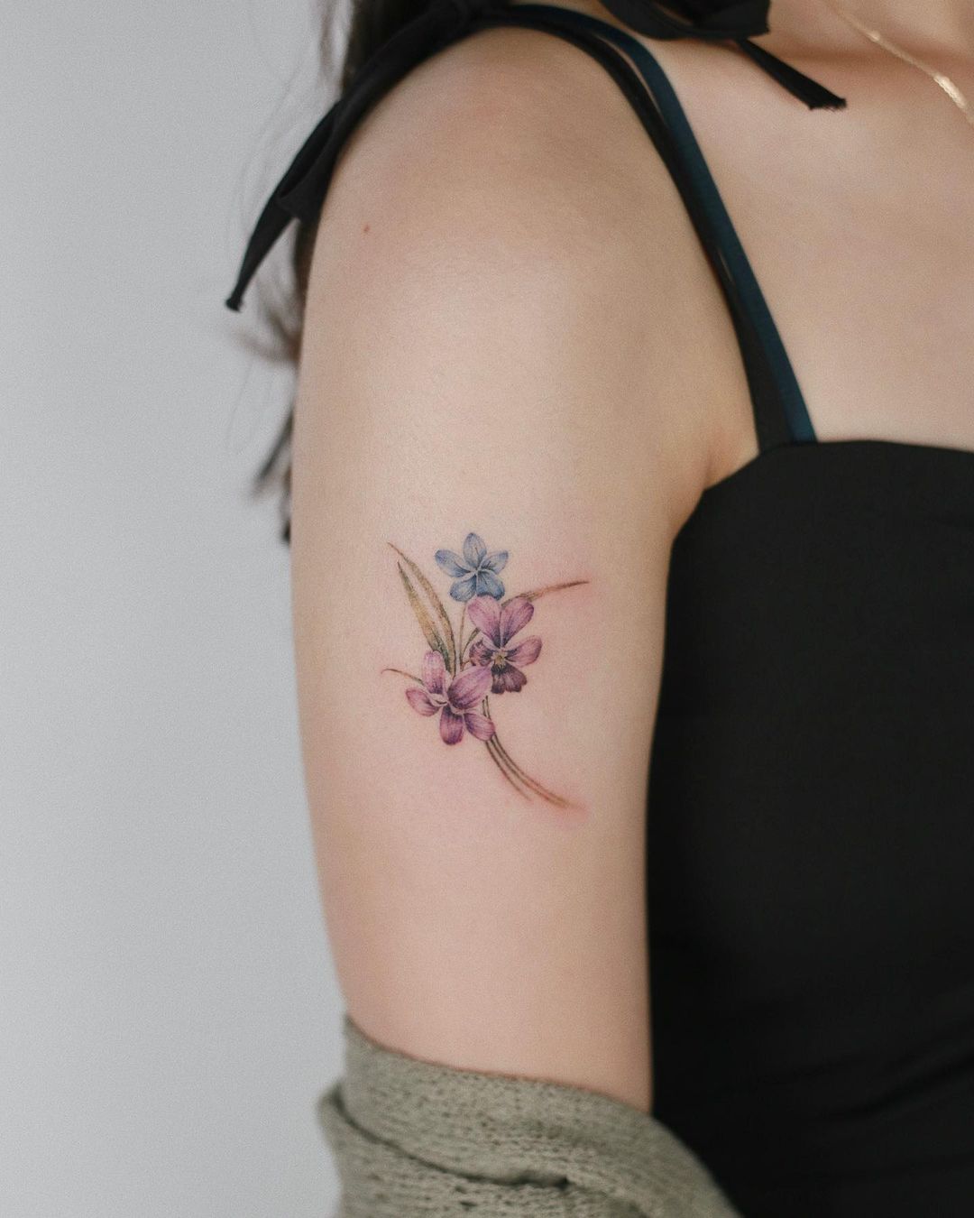 Violet Flower Temporary Tattoo Sticker  OhMyTat