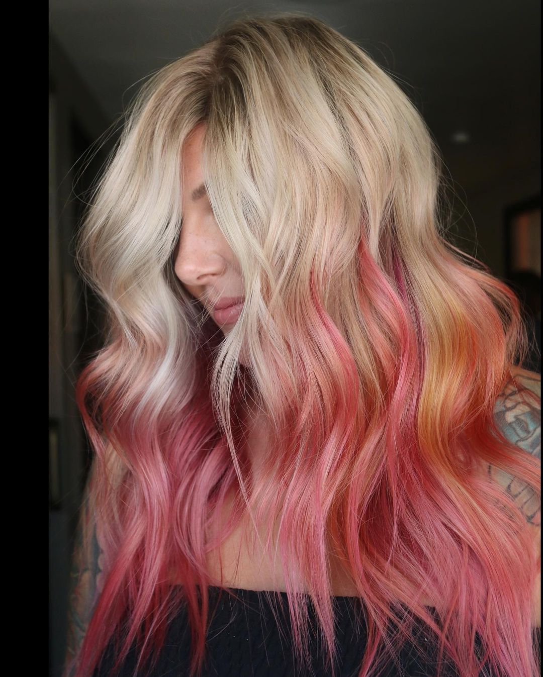 Blonde to Strawberry Blonde Reverse Ombre