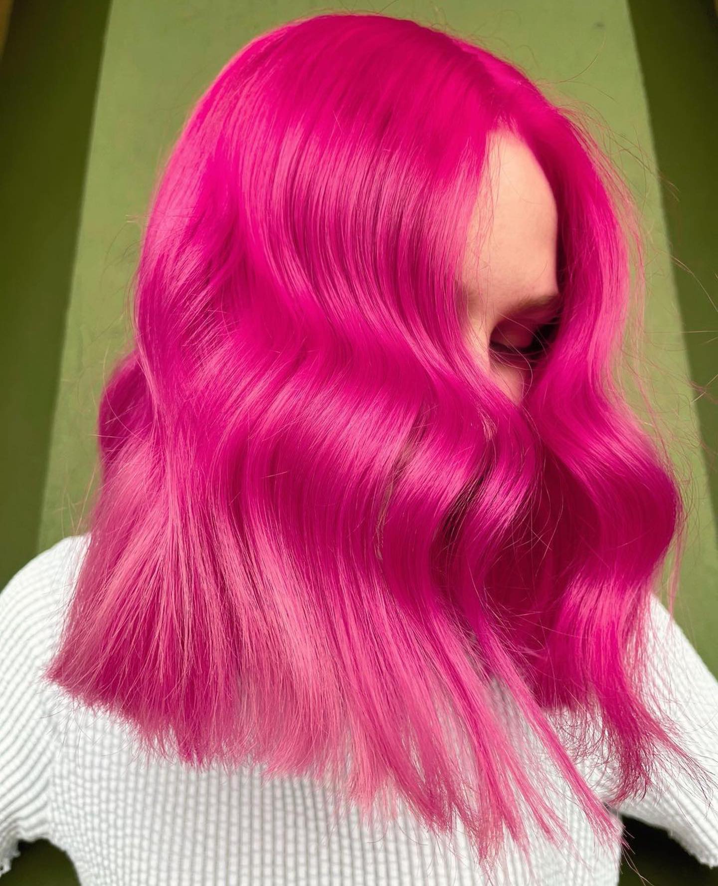 Flamingo Pink Color on Bob Cut