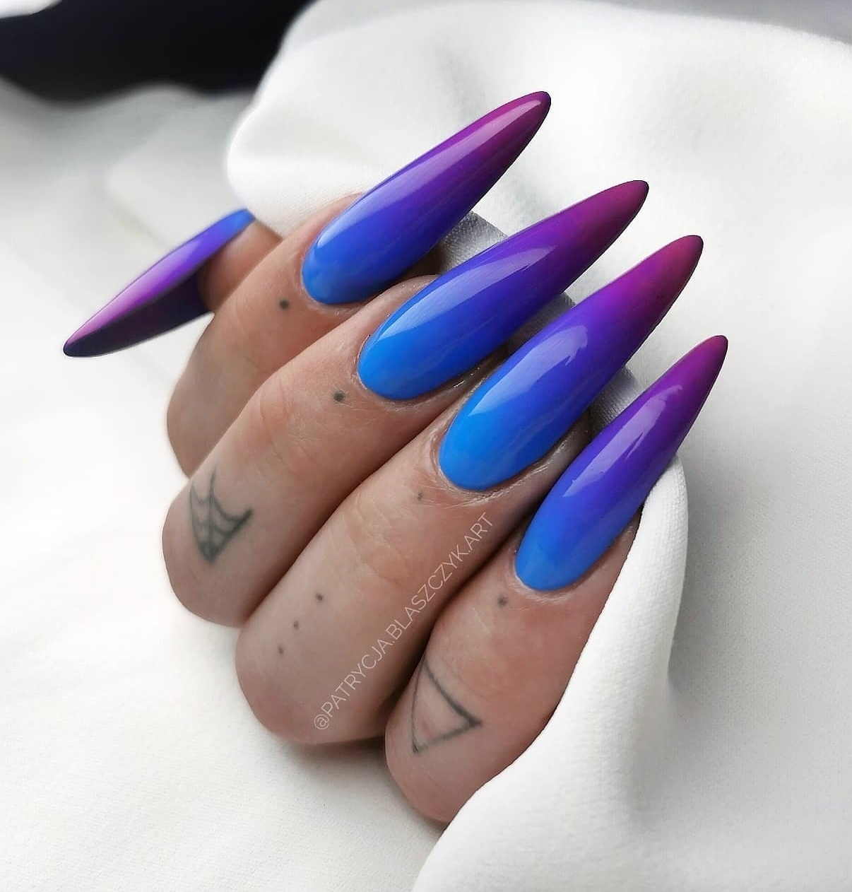Long Stiletto Ombre French Nails