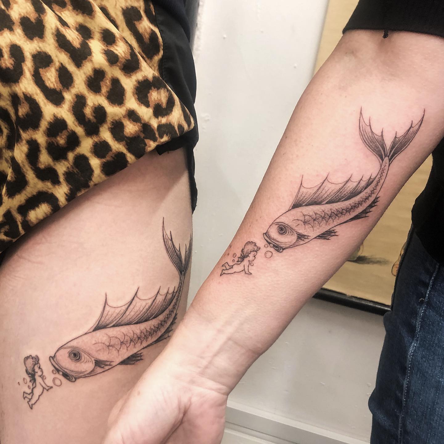 Matching Fish Tattoo for Mother & Daughter