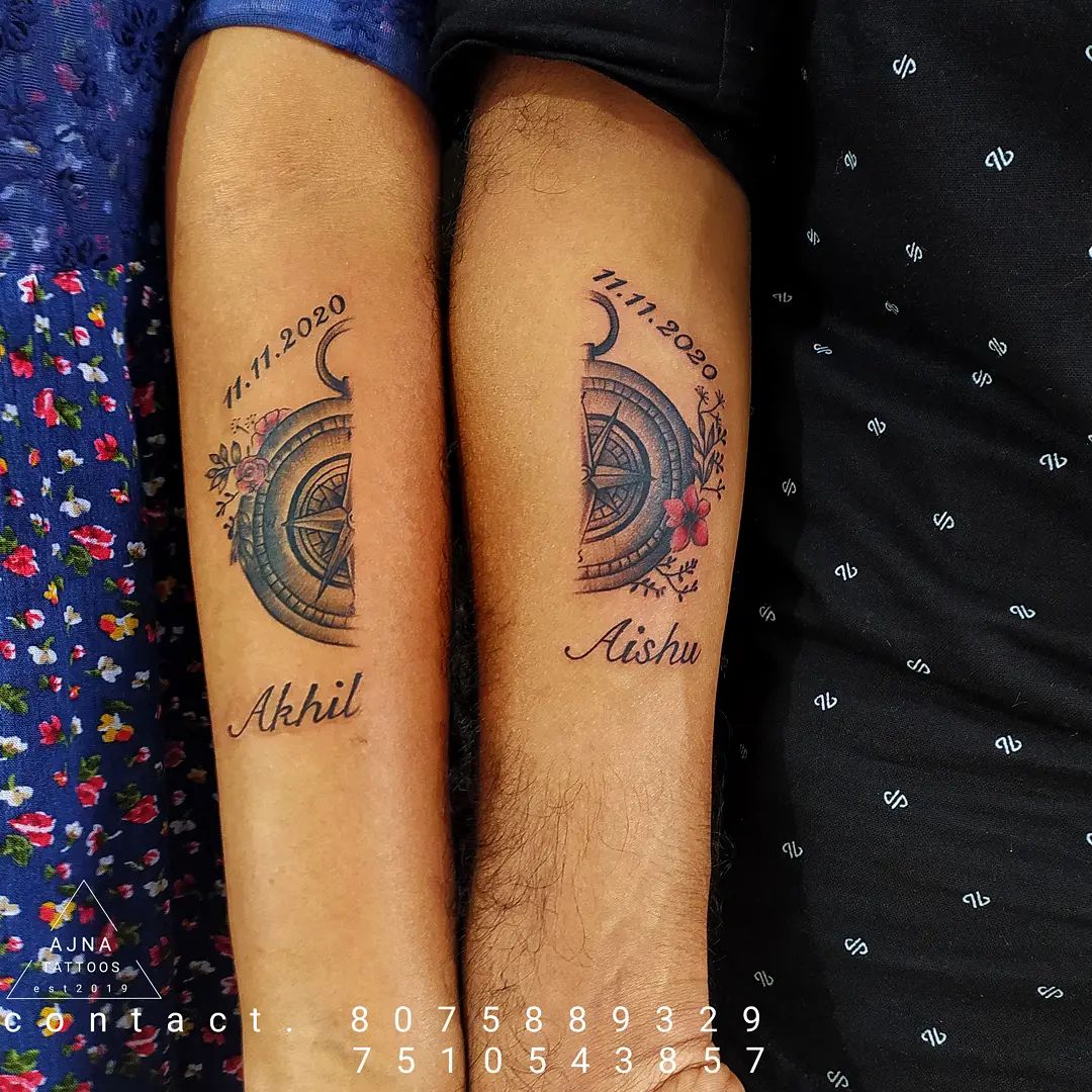 Artistic Matching Tattoos For Black Couples