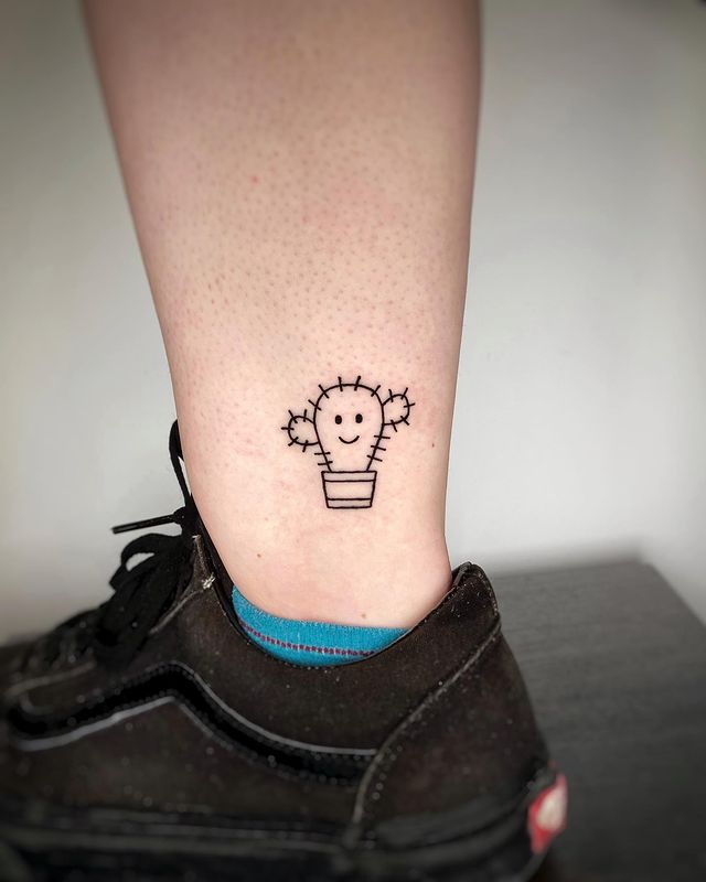 Resilient Minimalist Cactus Tattoo