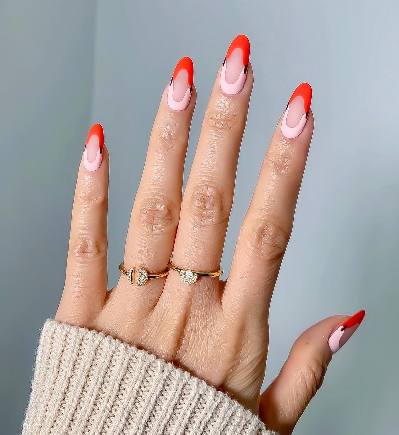 Pink and Red Nail Design