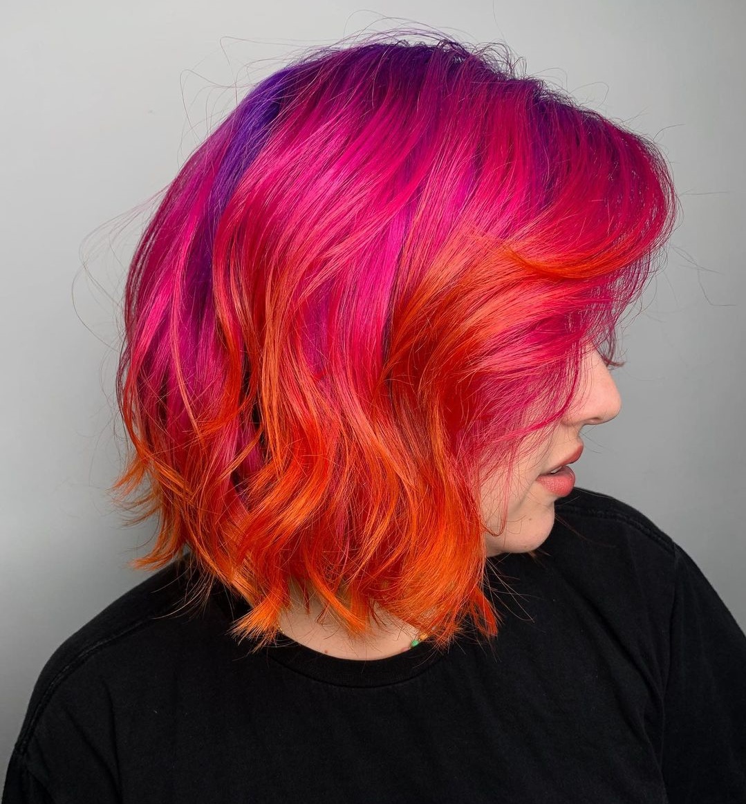 Red Galaxy Colors on Short Bob Cut