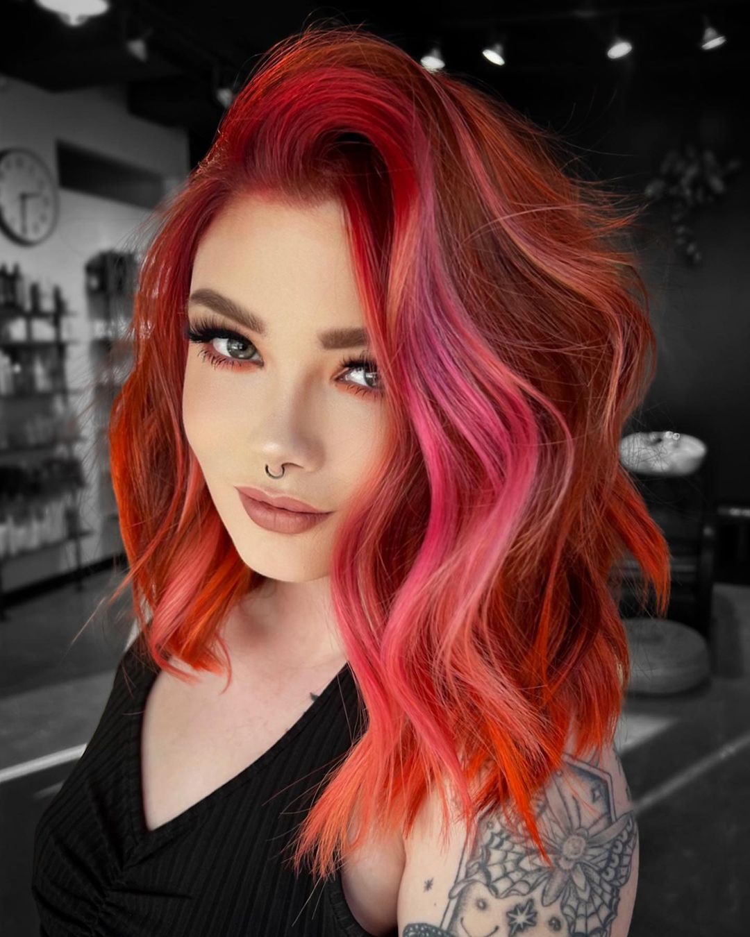Red Hair with Pink Highlights