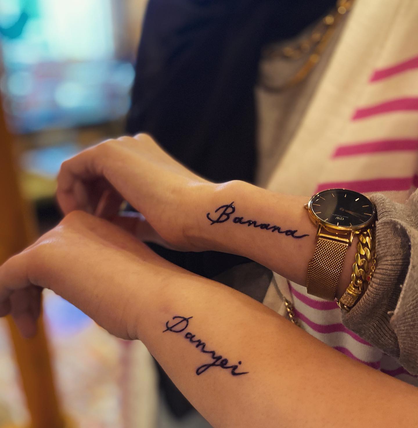 'Banana' Word Temporary Tattoo on Wrist