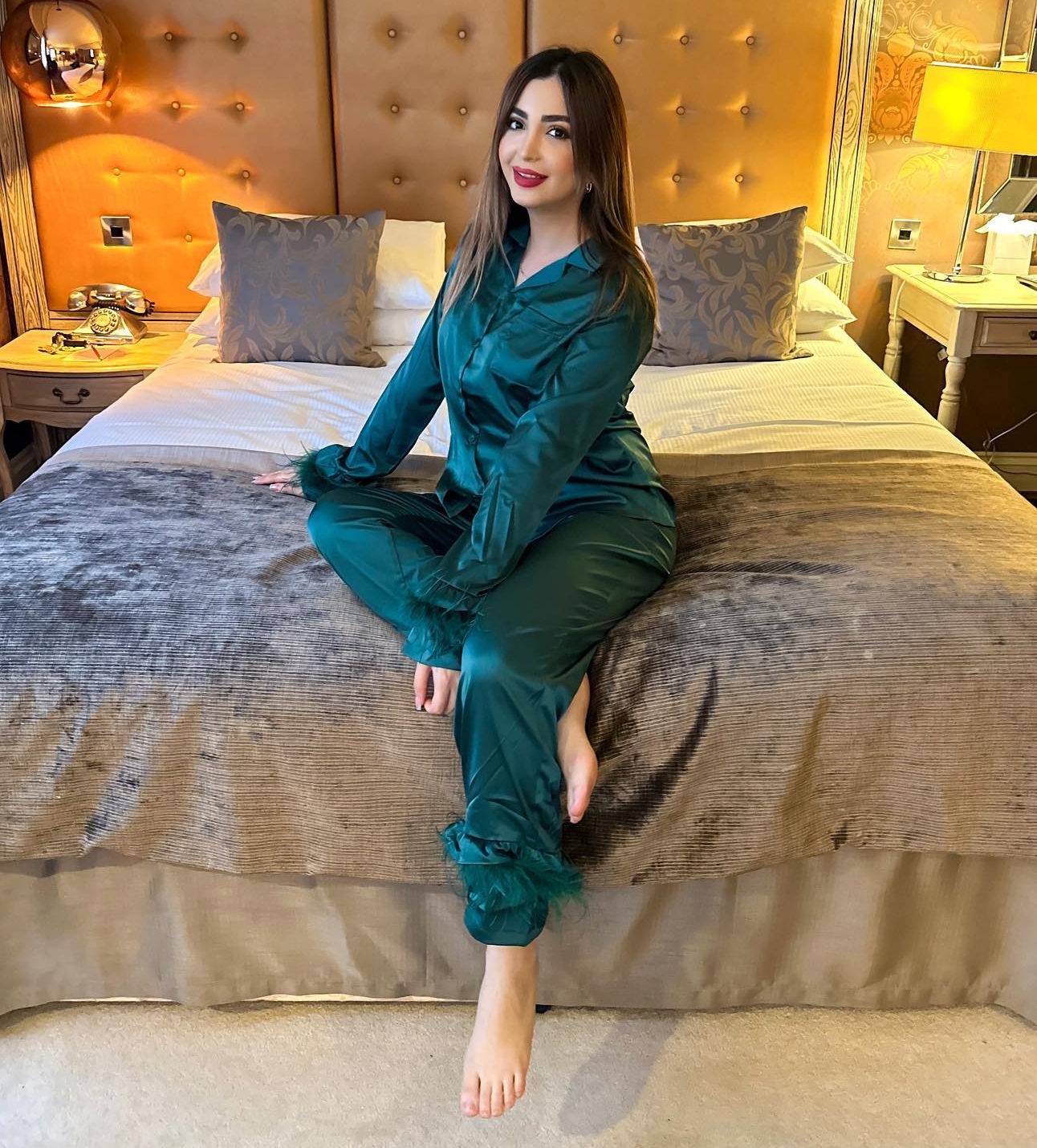 Emerald Silk Pyjamas with Trousers