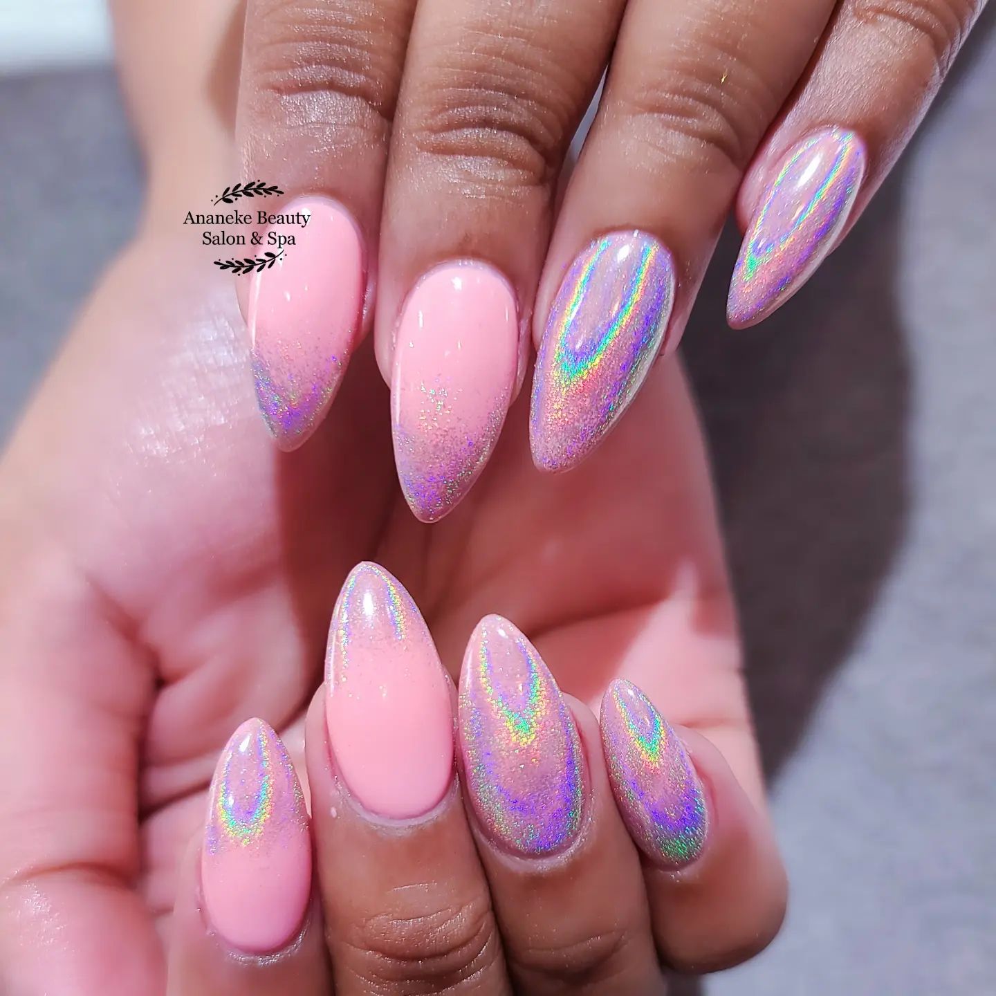 Holographic Almond Nails