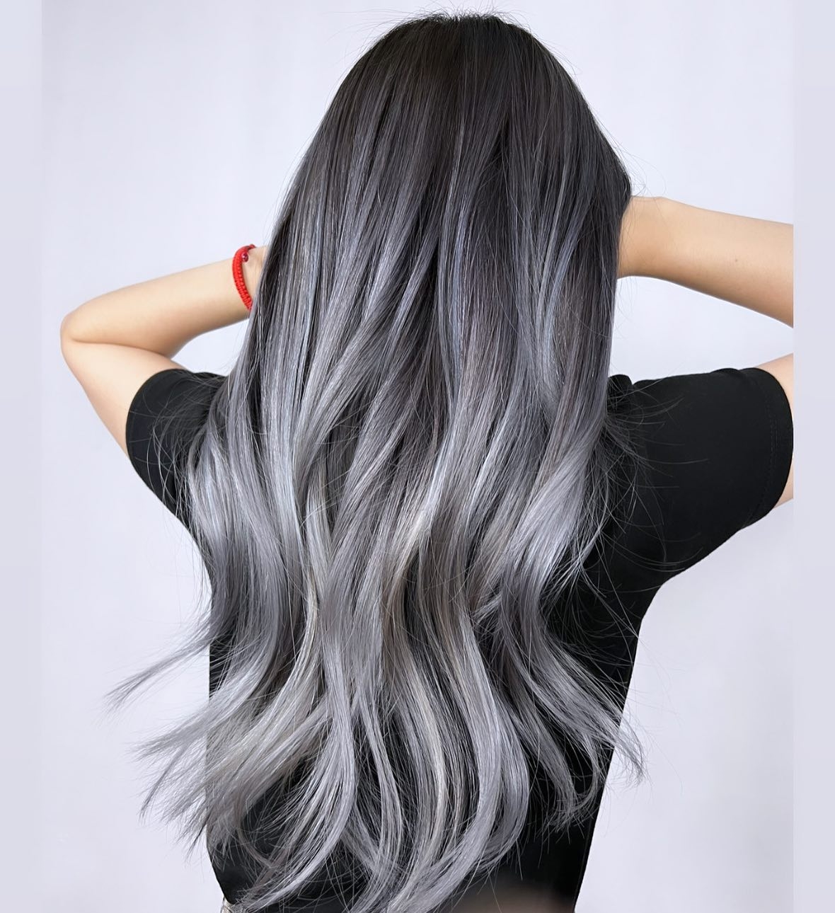 Long Smokey Ombre Hair Color with Dark Roots
