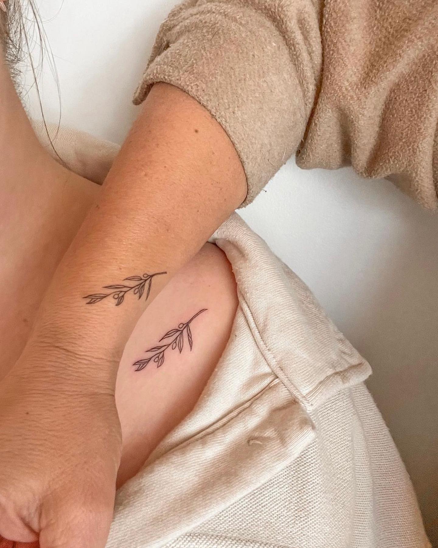 Olive Branch Matching Tattoos for Mother and Daughter