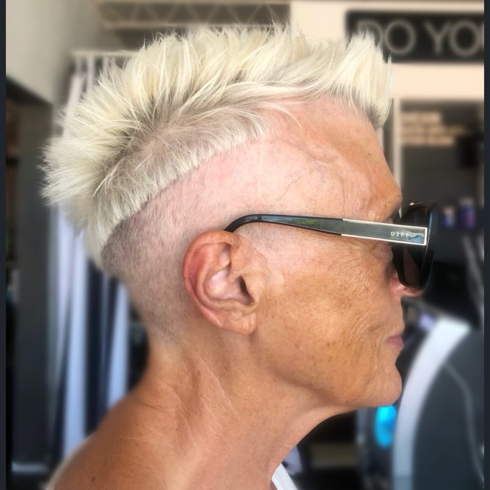 Pixie with Undercut on Blonde Hair for Elderly Women