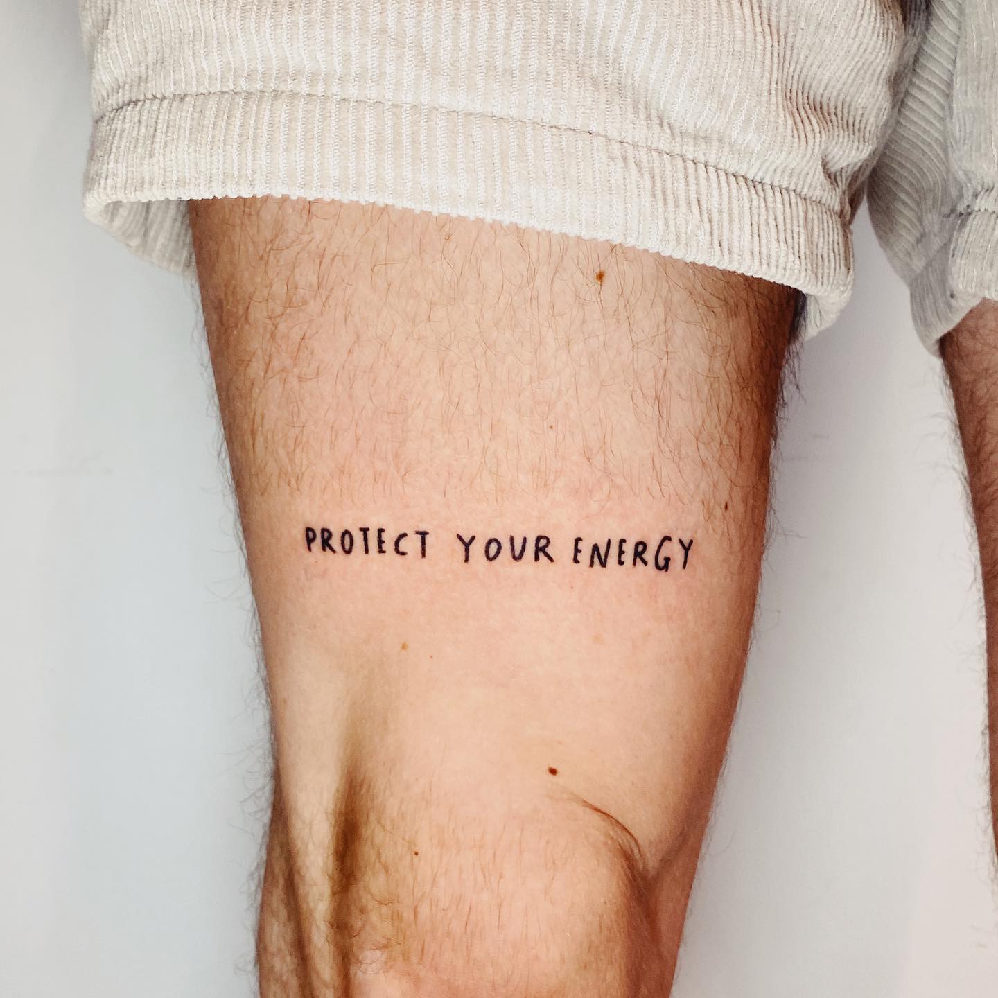 Script cursive on thigh tattoo by Wes Fortier  Wes Fortier  Flickr