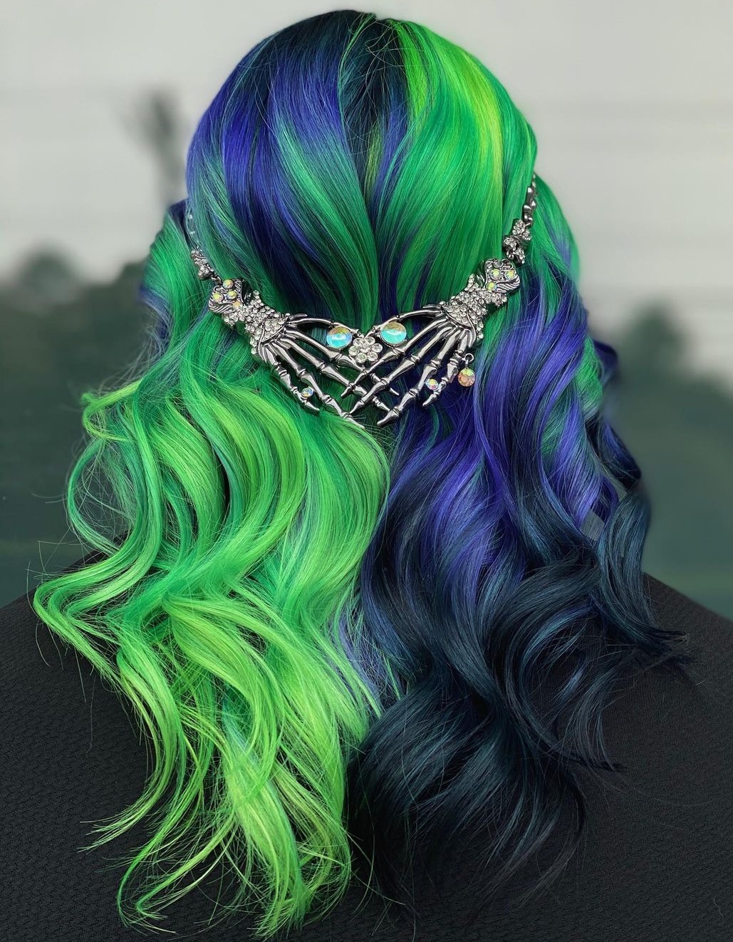 Blue and Green Galaxy Hair