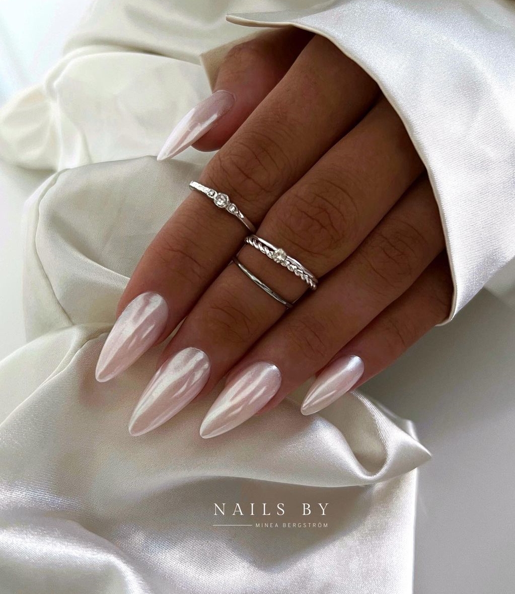 Chrome White Nails