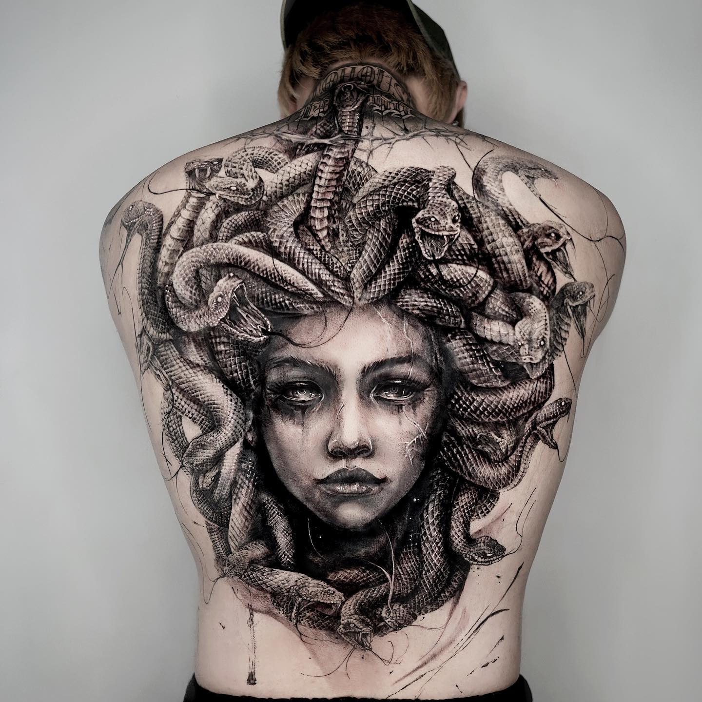 Full Back 3D Medusa Tattoo
