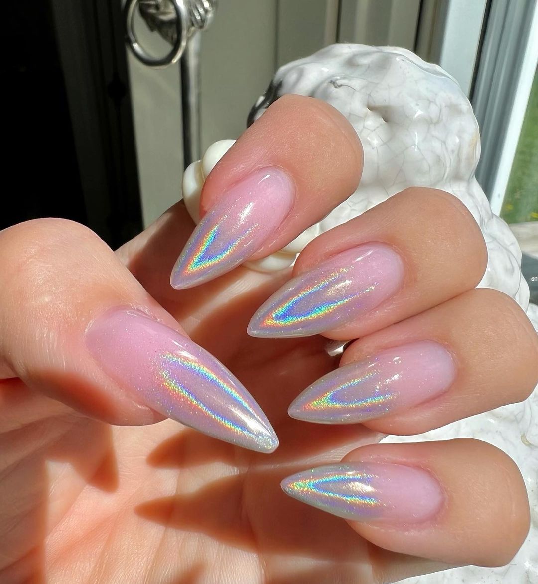 Holographic Stiletto Nails