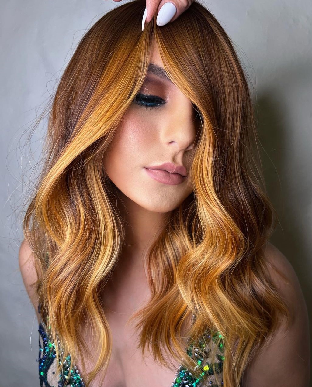 Long Copper Gold Hair