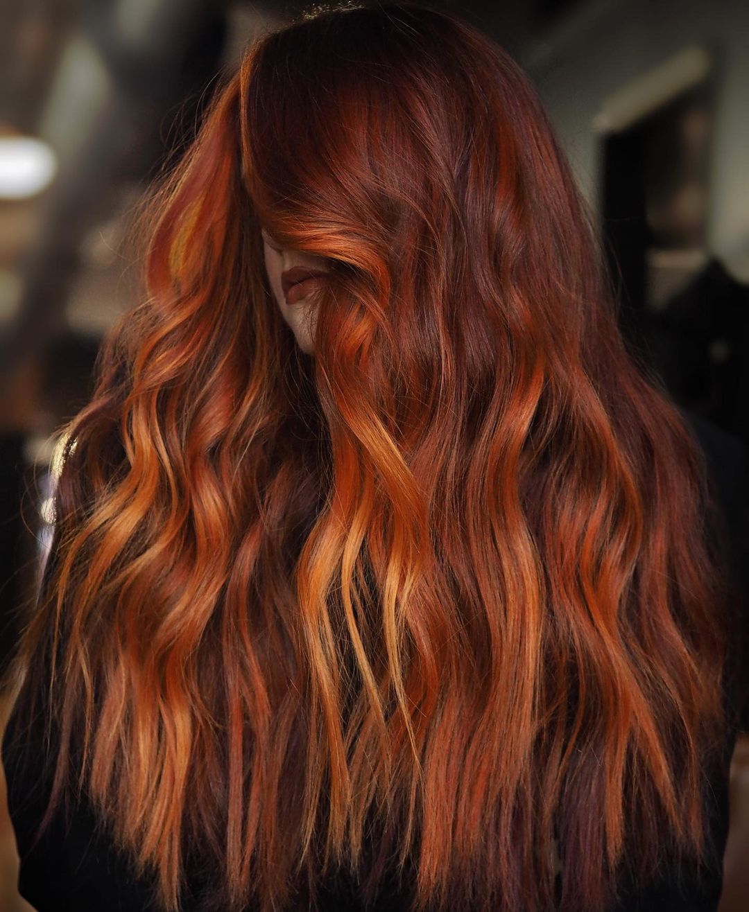 Long Red Hair with Orange Highlights
