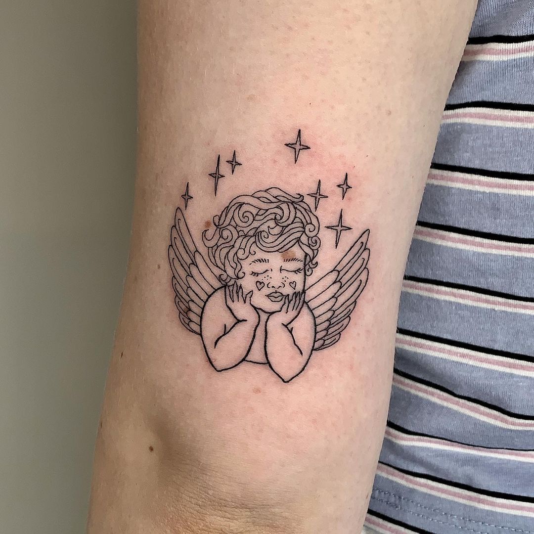 Adorable Minimalist Cherub Tattoo