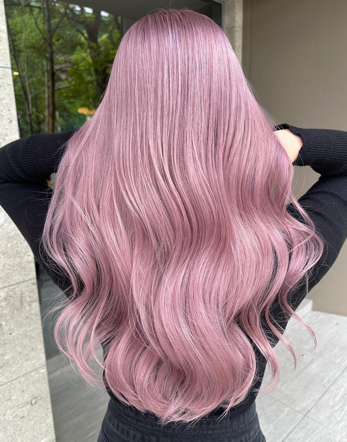 Pink Hues on Platinum Blonde Hair