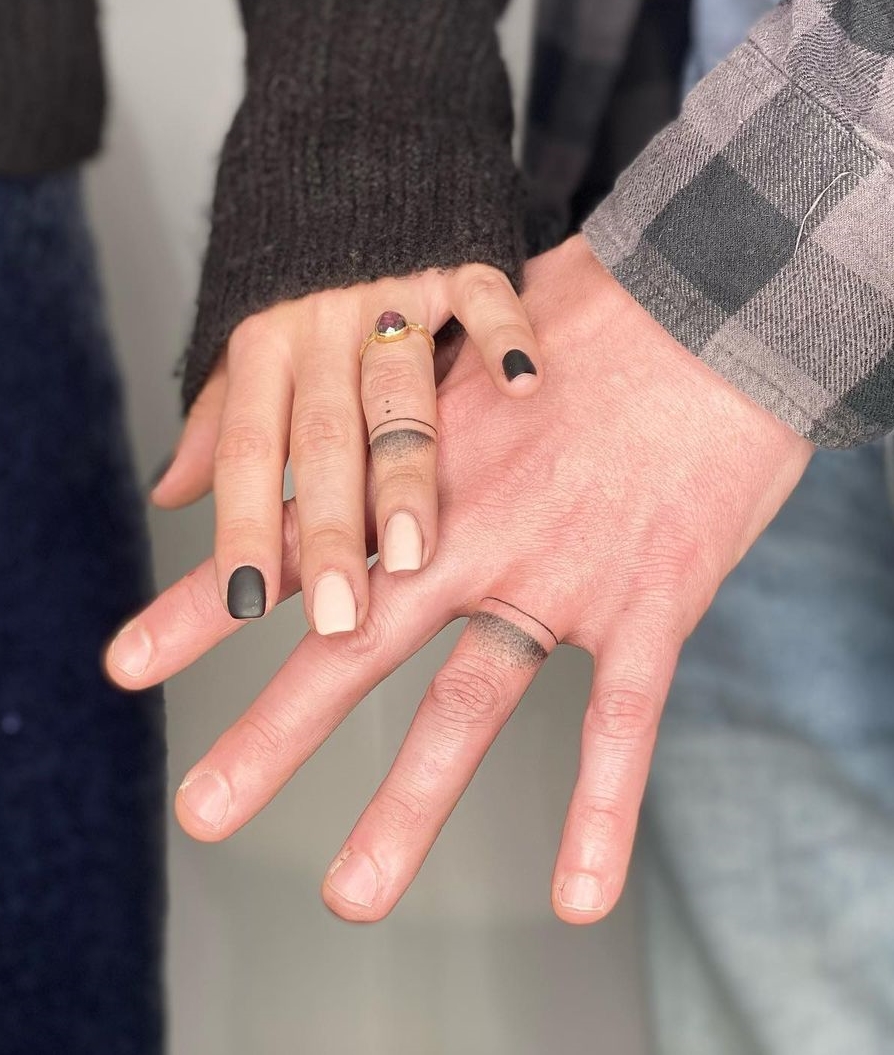 Ring Tattoos on Ring Fingers for Couples