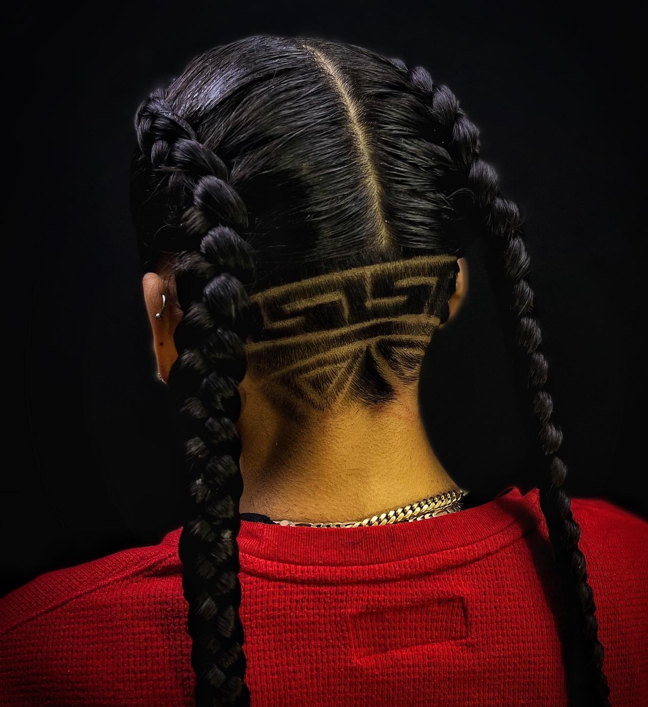 Braided Hair with Undercut Pattern