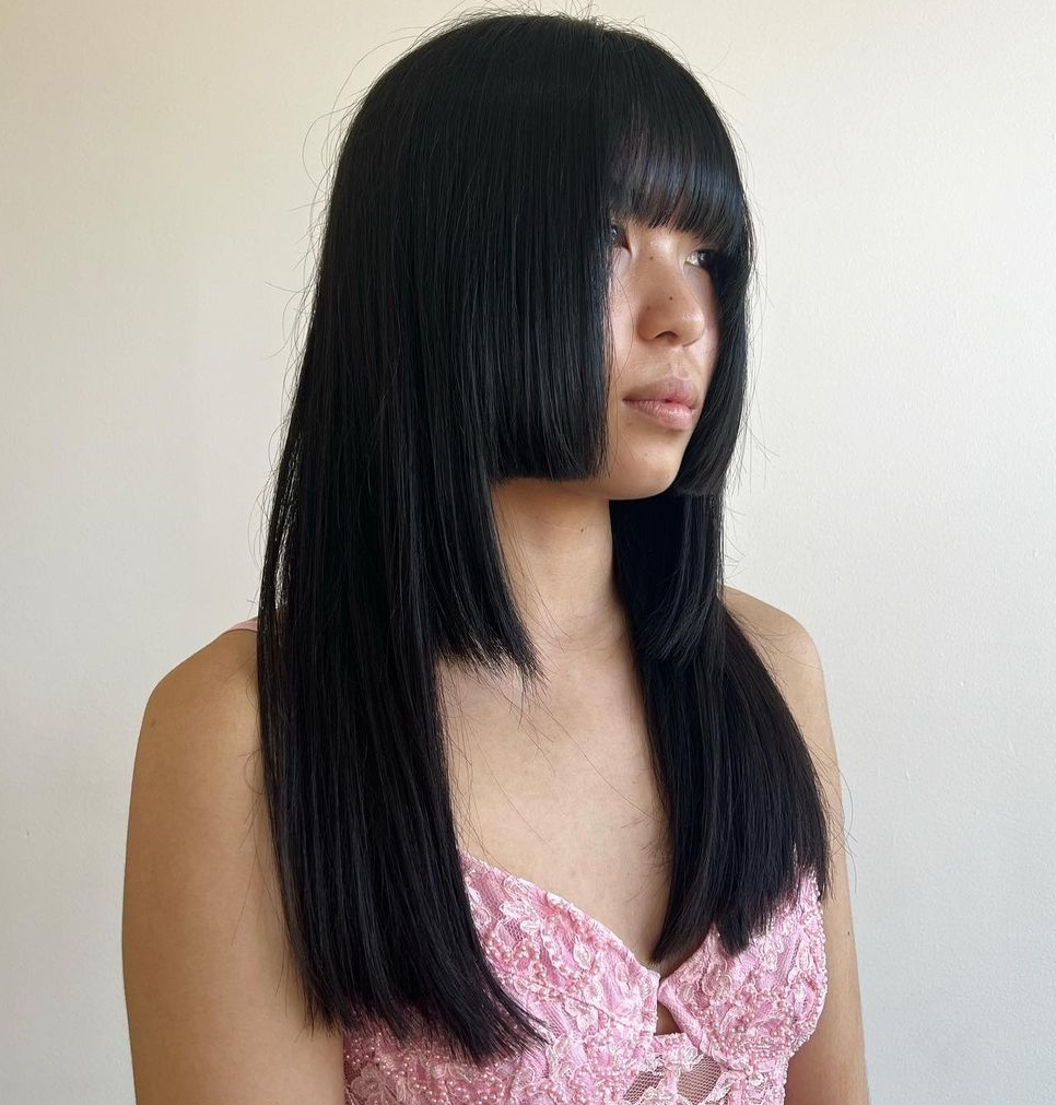 Hime Cut on Thick Long Black Hair